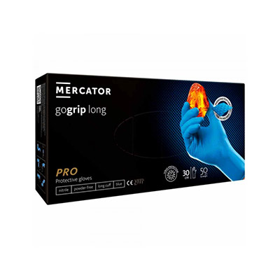 GoGrip Mercator износостойкие нитриловые перчатки удлиненные, цвет синий L, 50шт