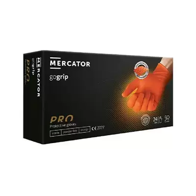GoGrip Mercator износостойкие нитриловые перчатки, цвет оранжевый M, 50шт