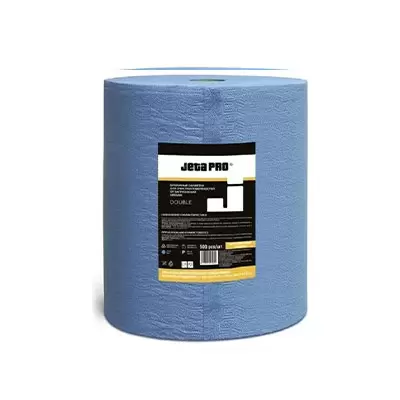 5850766 Jeta PRO Double двухслойные очищающие бумажные салфетки синие, 35х38см (рулон 500шт)