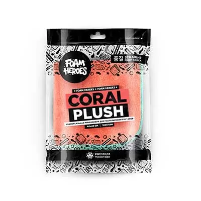 FHA057 Foam Heroes Coral Plush универсальная микрофибра для располировки составов, 40х40см, 1200г/м2